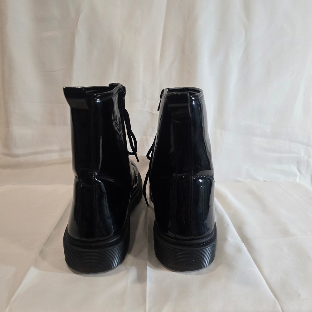 Y2K Mudd Black Patent Combat Boots Lace Up Side Zip Chunky Platform Women's8.5 - Picture 3 of 11
